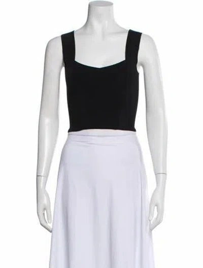 Pre-owned A.l.c Square Neckline Sleeveless Crop Top In Black