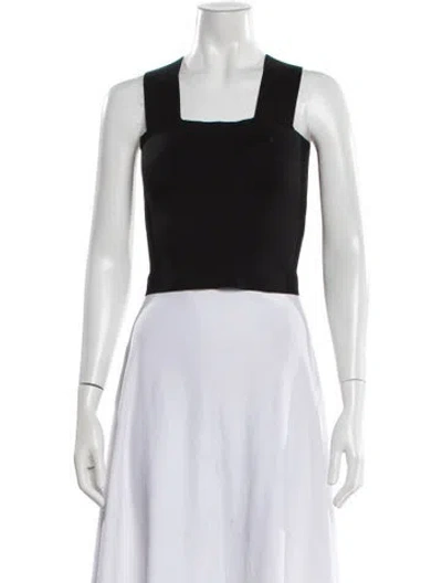 Pre-owned A.l.c Square Neckline Sleeveless Crop Top In Black