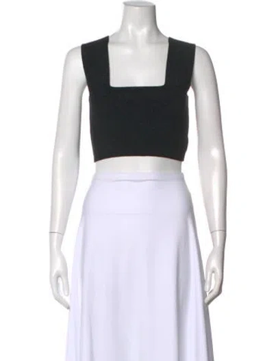 Pre-owned A.l.c Square Neckline Sleeveless Crop Top In Black