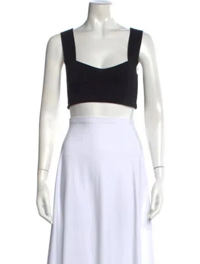Pre-owned A.l.c Square Neckline Sleeveless Crop Top In Black