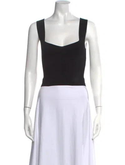 Pre-owned A.l.c Square Neckline Sleeveless Crop Top In Black