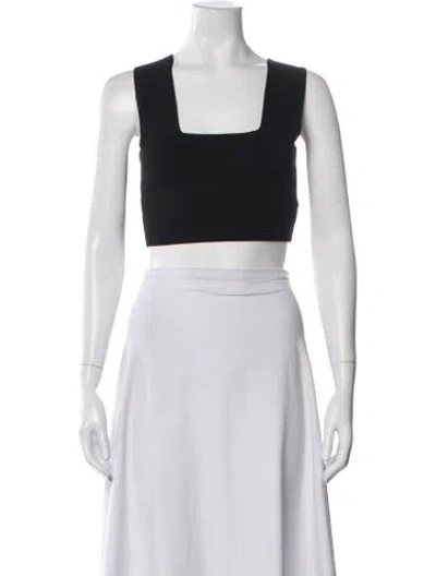 Pre-owned A.l.c Square Neckline Sleeveless Crop Top In Black