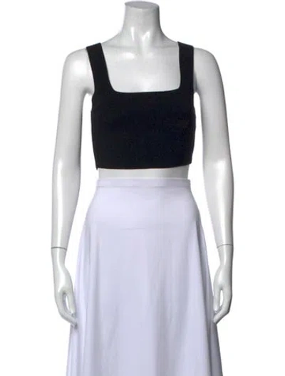 Pre-owned A.l.c Square Neckline Sleeveless Crop Top In Black