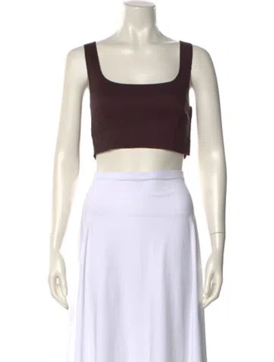 Pre-owned A.l.c Square Neckline Sleeveless Crop Top In Brown
