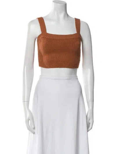 Pre-owned A.l.c Square Neckline Sleeveless Crop Top In Brown