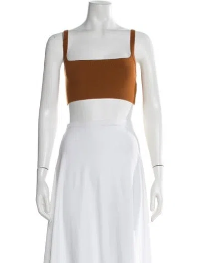 Pre-owned A.l.c Square Neckline Sleeveless Crop Top In Brown