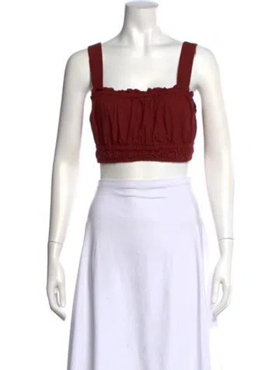 Pre-owned A.l.c Square Neckline Sleeveless Crop Top In Burgundy