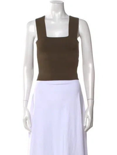 Pre-owned A.l.c Square Neckline Sleeveless Crop Top In Green