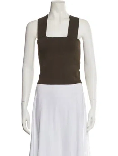 Pre-owned A.l.c Square Neckline Sleeveless Crop Top In Green