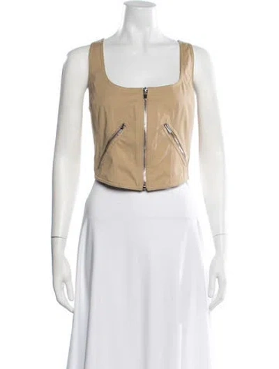 Pre-owned A.l.c Square Neckline Sleeveless Crop Top In Neutral