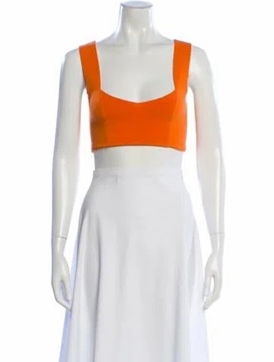 Pre-owned A.l.c Square Neckline Sleeveless Crop Top In Orange