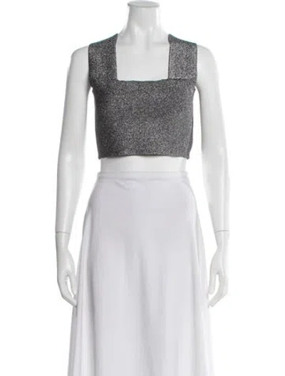 Pre-owned A.l.c Square Neckline Sleeveless Crop Top In Silver