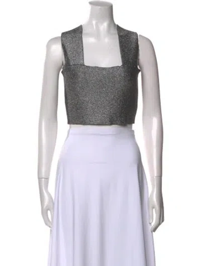 Pre-owned A.l.c Square Neckline Sleeveless Crop Top W/ Tags In Silver