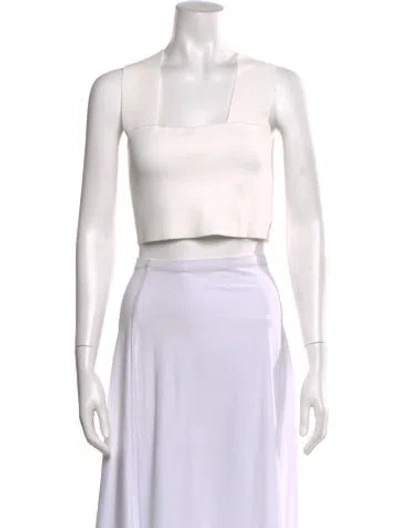 Pre-owned A.l.c Square Neckline Sleeveless Crop Top In White