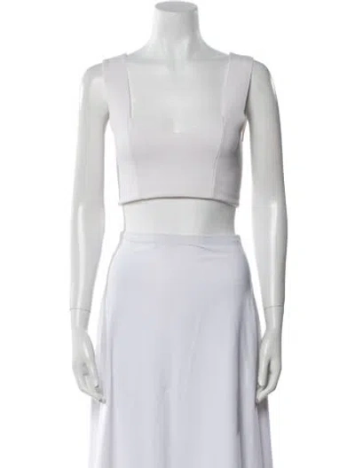 Pre-owned A.l.c Square Neckline Sleeveless Crop Top In White
