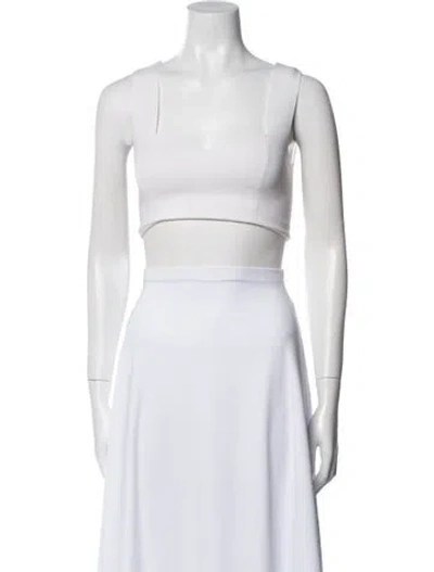 Pre-owned A.l.c Square Neckline Sleeveless Crop Top In White