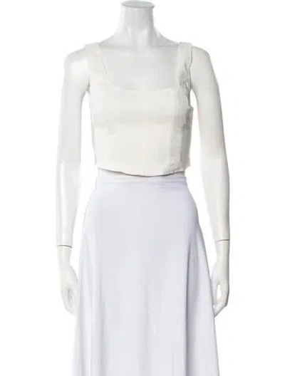 Pre-owned A.l.c Square Neckline Sleeveless Crop Top In White