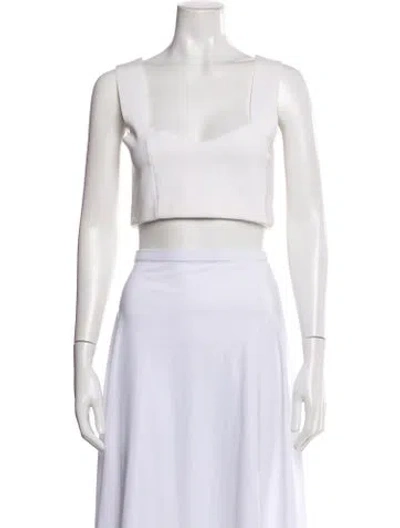 Pre-owned A.l.c Square Neckline Sleeveless Crop Top In White