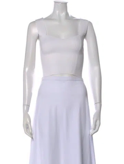 Pre-owned A.l.c Square Neckline Sleeveless Crop Top In White