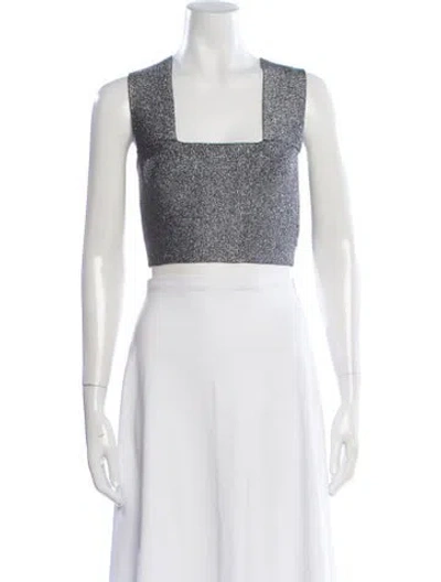 Pre-owned A.l.c Square Neckline Sleeveless Crop Top In White