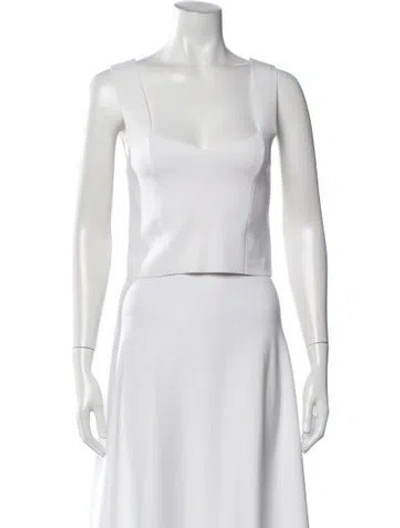 Pre-owned A.l.c Square Neckline Sleeveless Crop Top In White