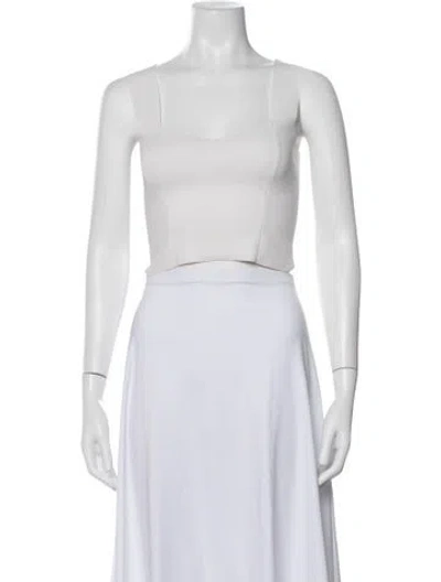 Pre-owned A.l.c Square Neckline Sleeveless Crop Top In White