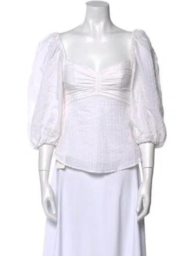 Pre-owned A.l.c Square Neckline Three-quarter Sleeve Crop Top In White