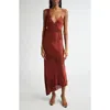 A.l.c . Stella Lace Asymmetric Satin Slipdress In Bosco