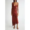 A.l.c . Stella Lace Asymmetric Satin Slipdress In Bosco