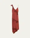 A.l.c . Stella Lace Asymmetric Satin Slipdress In Bosco