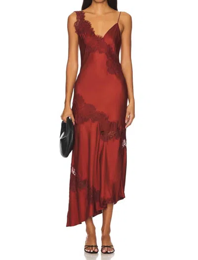 A.l.c Stella Satin And Lace Midi Dress In Bosco In Red