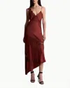 A.l.c Stella Satin And Lace Midi Dress In Bosco In Red