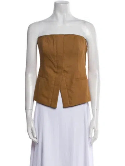 Pre-owned A.l.c Strapless Crop Top In Brown