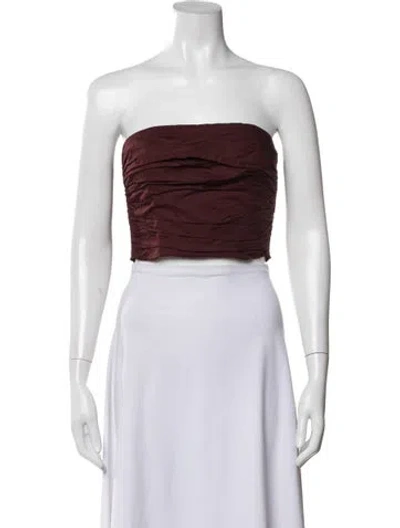 Pre-owned A.l.c Strapless Crop Top W/ Tags In Burgundy