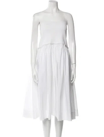 Pre-owned A.l.c Strapless Knee-length Dress In White