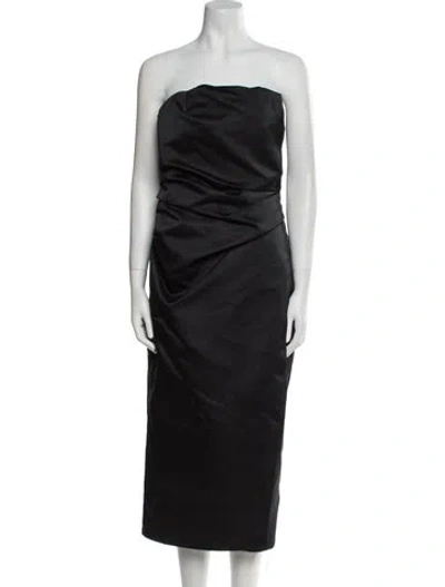 Pre-owned A.l.c Strapless Midi Length Dress In Black