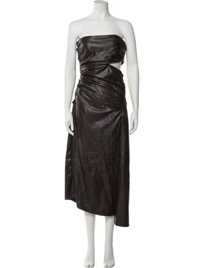 Pre-owned A.l.c Strapless Midi Length Dress In Brown