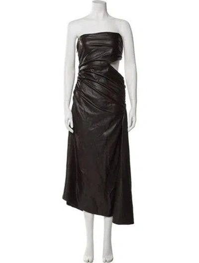 Pre-owned A.l.c Strapless Midi Length Dress In Brown