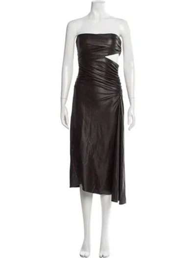Pre-owned A.l.c Strapless Midi Length Dress In Brown