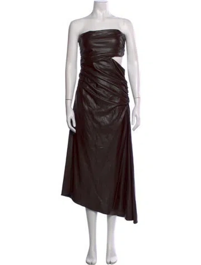 Pre-owned A.l.c Strapless Midi Length Dress In Brown