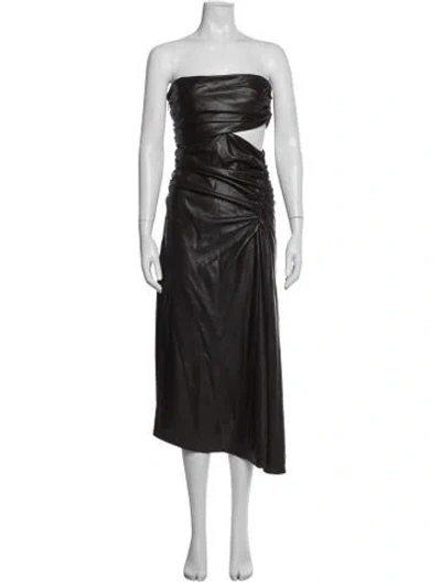 Pre-owned A.l.c Strapless Midi Length Dress In Brown