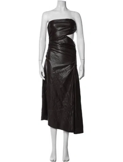 Pre-owned A.l.c Strapless Midi Length Dress In Brown