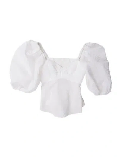 Pre-owned A.l.c Strapless Three-quarter Sleeve Crop Top In White