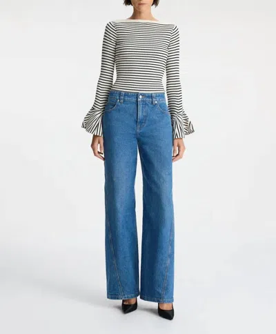 A.l.c Striped Aster Knit Top In Cream In White