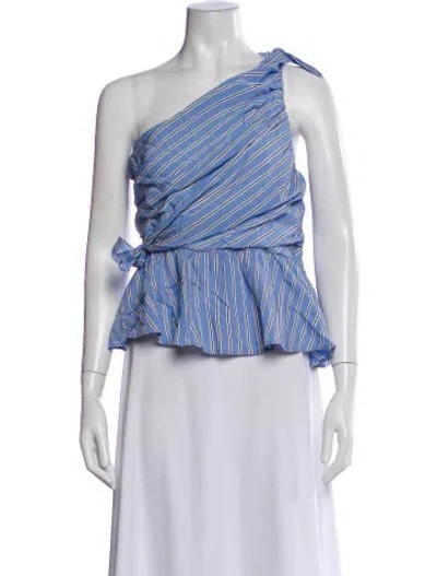 Pre-owned A.l.c Striped Asymmetrical Top In Blue