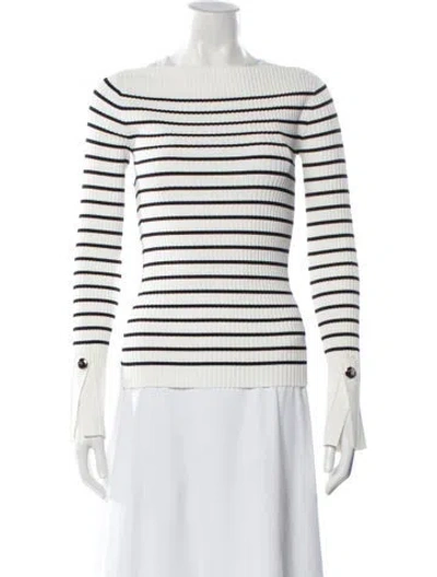 Pre-owned A.l.c Striped Bateau Neckline Sweater In Neutral