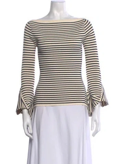 Pre-owned A.l.c Striped Bateau Neckline Top