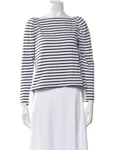 Pre-owned A.l.c Striped Bateau Neckline Top In Multi