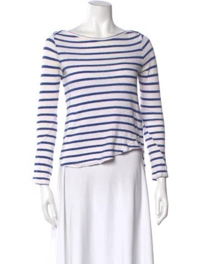 Pre-owned A.l.c Striped Bateau Neckline Top In White