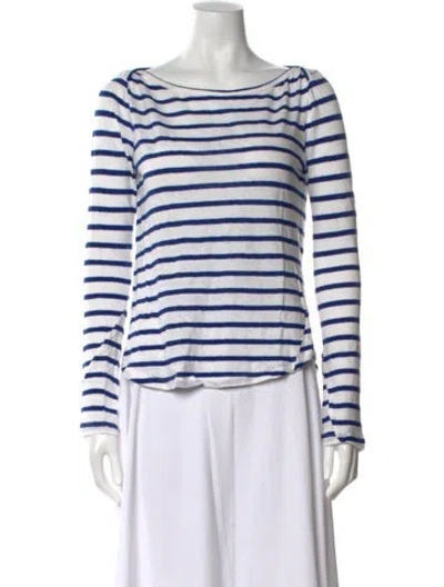Pre-owned A.l.c Striped Bateau Neckline Top In White